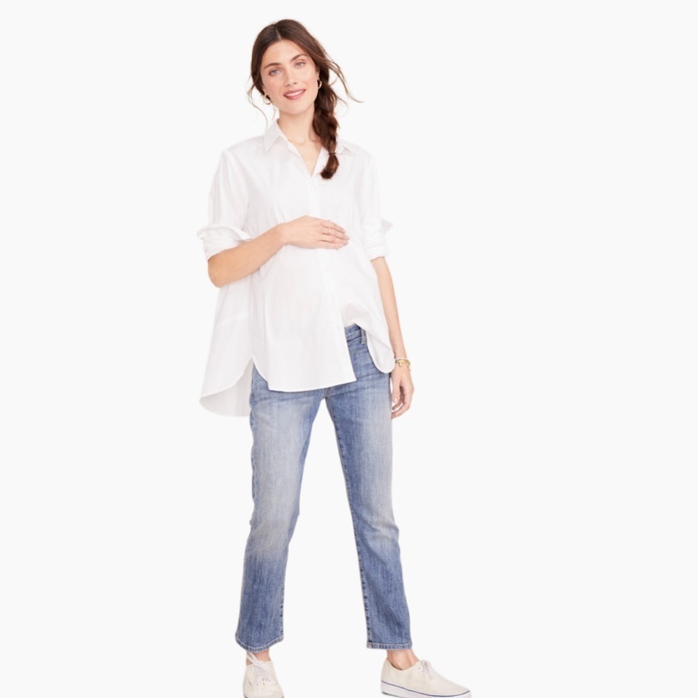 HATCH WHITE COTTON BUTTON DOWN SHIRT . Size 0